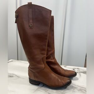 Sam Edelman Penny Brown Leather Wide Calf Riding Boots
